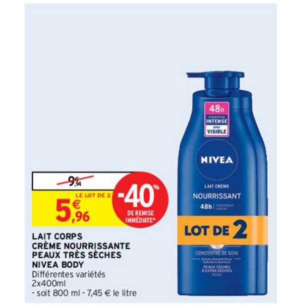 lait corps crème nourrissant peaux très sèches nivea body