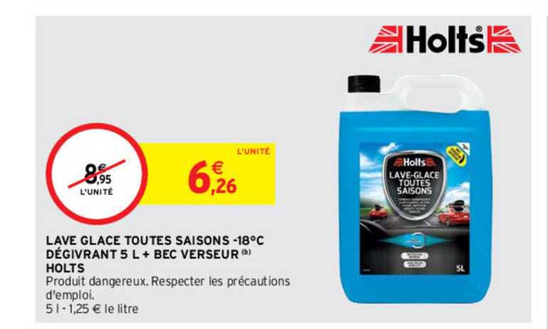 lave glace toutes saisons -18°c dégivrant 5 l + bec verseur holts