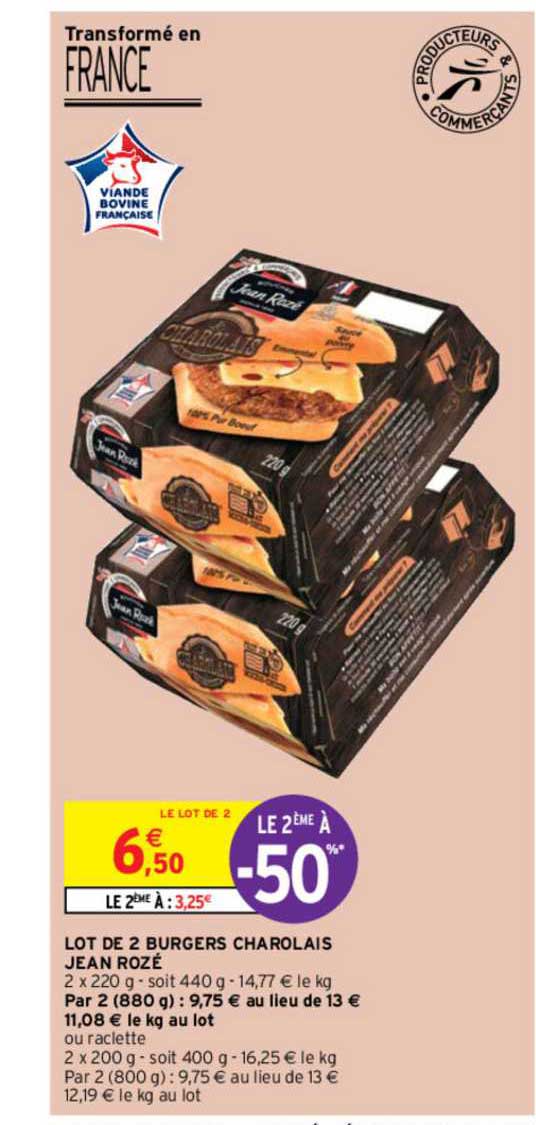 Lot De 2 Burgers Charolais Jean Rozé
