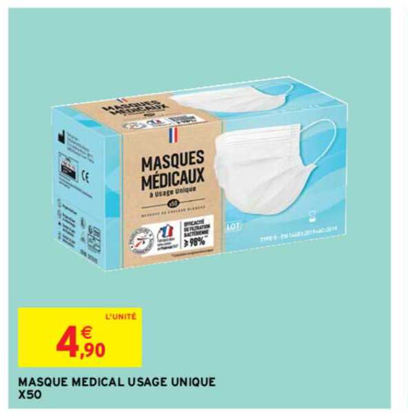 masque médical usage unique x50