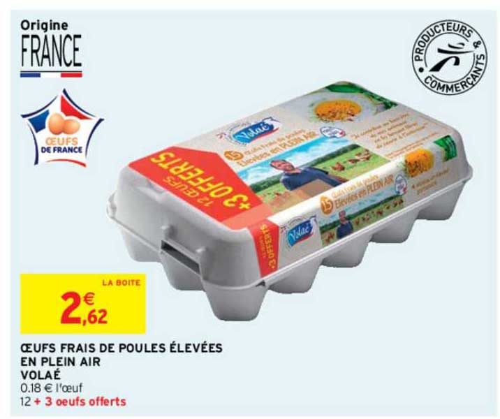 oeufs frais de poules élevées en plein air volaé