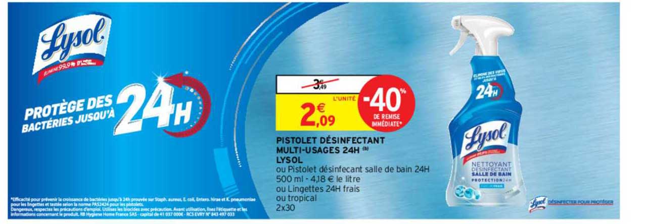 Pistolet Désinfectant Multi-usages 24h Lysol