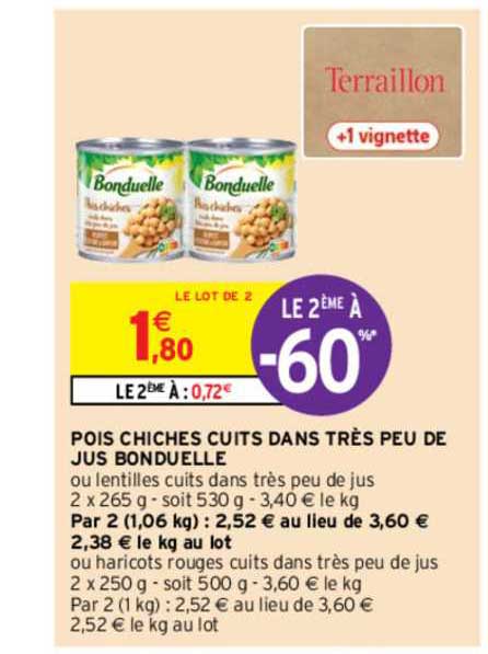 Pois Chiches Cuits Dans Très Peu De Jus Bonduelle