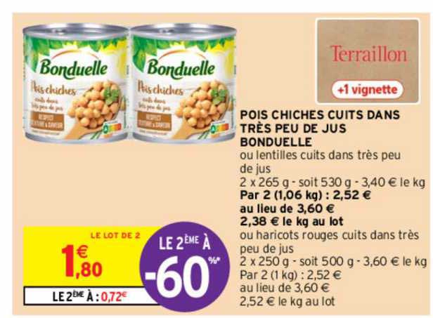 Pois Chiches Cuits Dans Très Peu De Jus Bonduelle