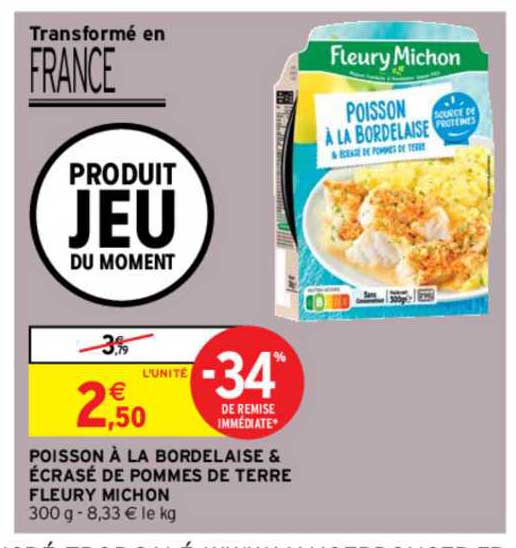 poisson à la bordelaise & écrasé de pommes de terre fleury michon