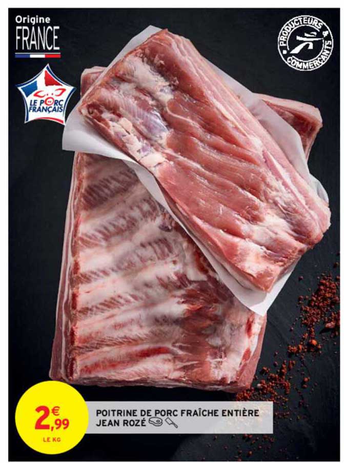 poitrine de porc fraîche entière jean rozé