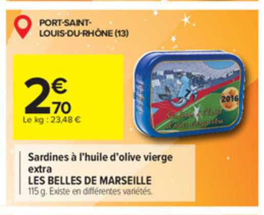 sardines à l'huile d'olive vierge extra les belles de marseille