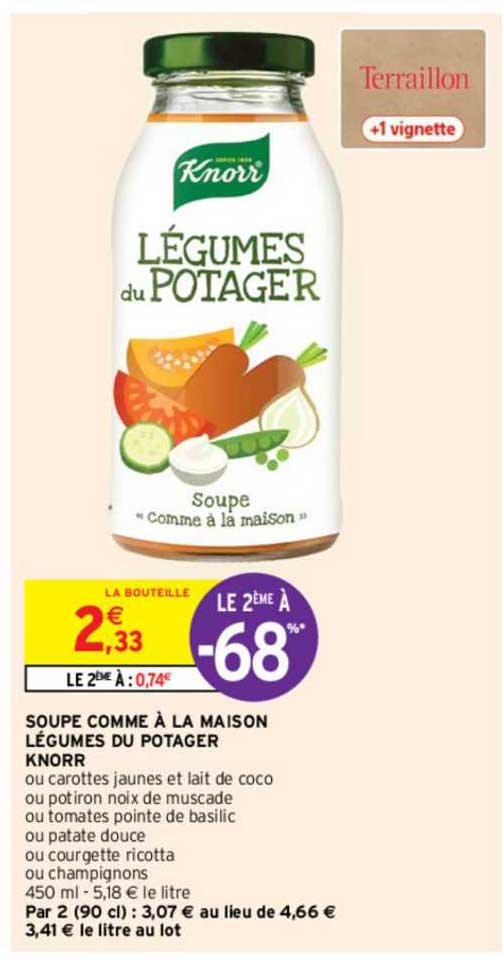soupe comme à la maison légumes du potager knorr