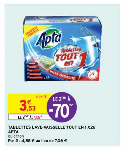 tablettes lave-vaisselle tout en 1 x26 apta