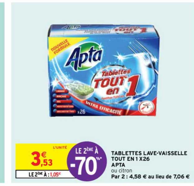 tablettes lave-vaisselle tout en 1 x26 apta