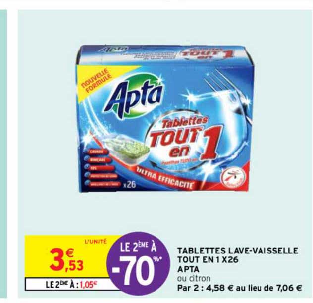 tablettes lave-vaisselle tout en 1 x26 apta