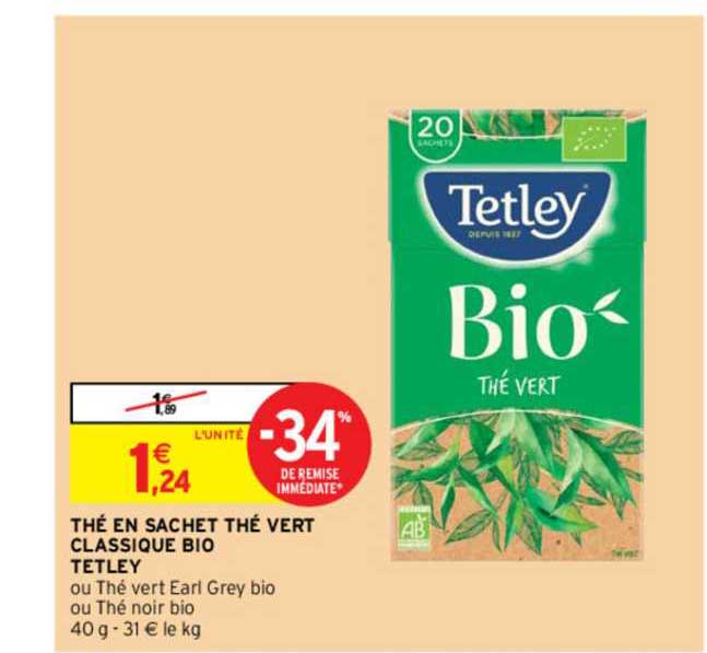 Thé En Sachet Thé Vert Classique Bio Tetley
