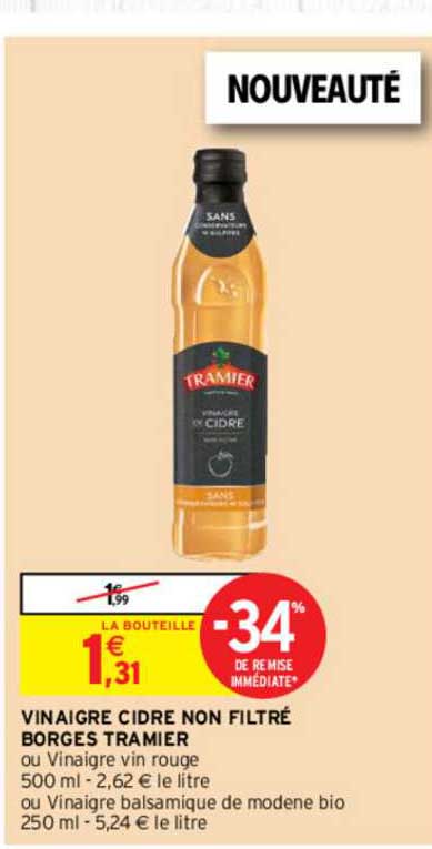 vinaigre cidre non filtré borges tramier