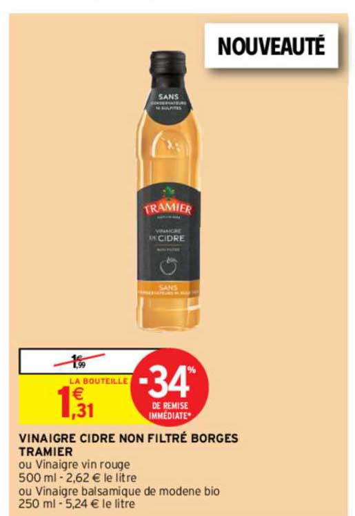 vinaigre cidre non filtré borges tramier