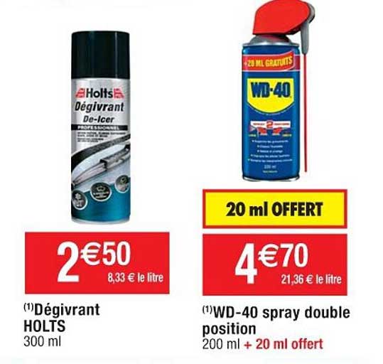 dégivrant holts, wd-40 spray double position