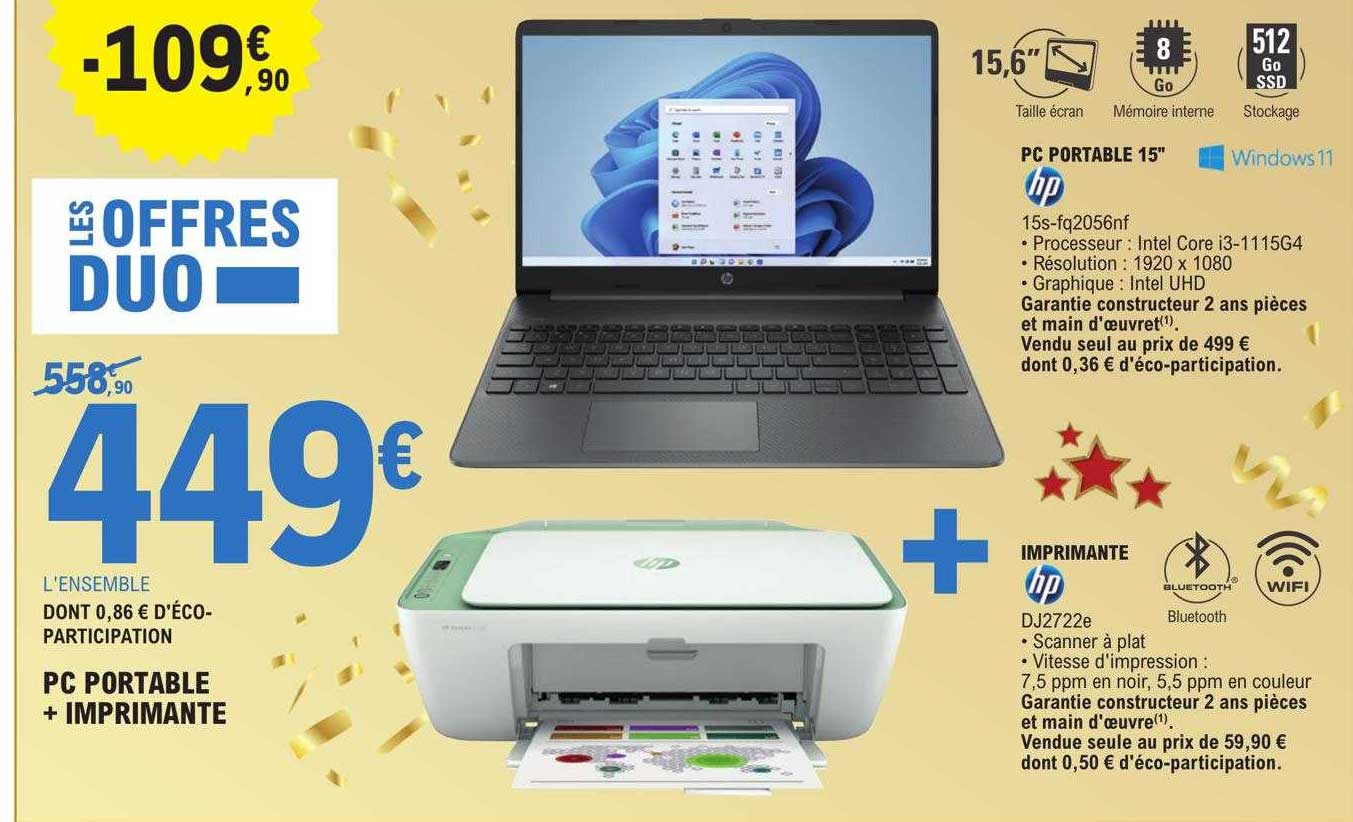 Pc Portable + Imprimante Hp