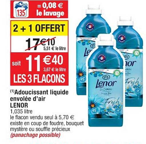 adoucissant liquide envolée d'air lenor