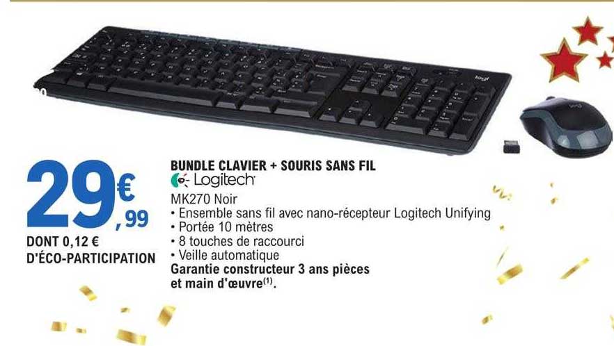 bundle clavier + souris sans fil logitech