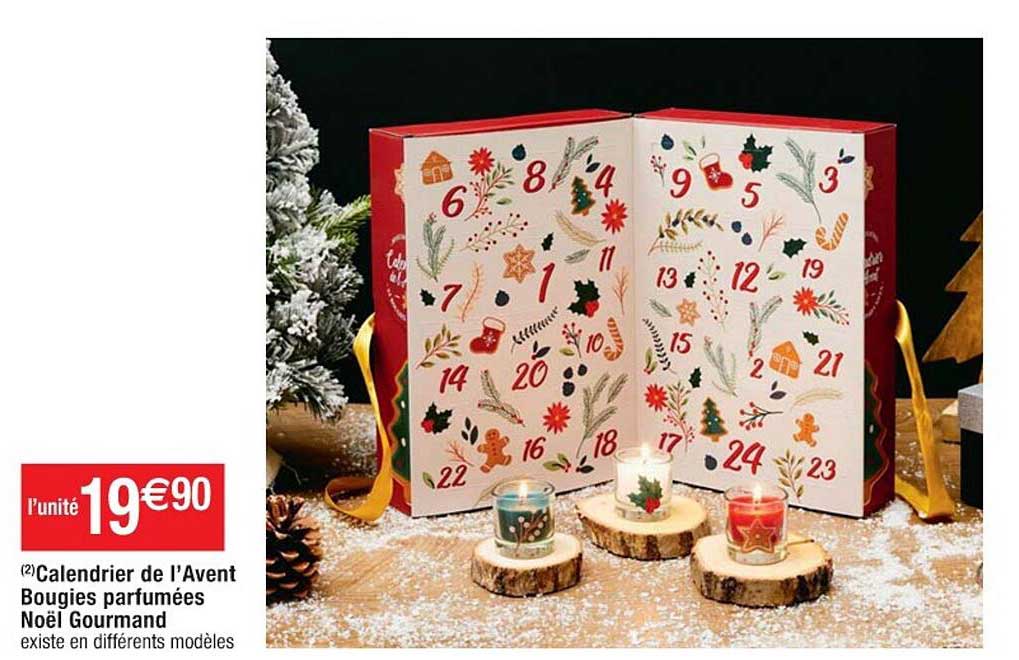 calendrier de l'avent bougies parfumées noël gourmand