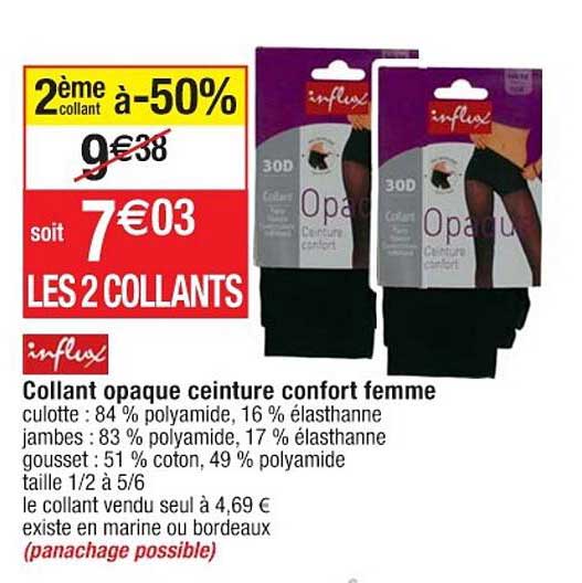 collant opaque ceinture confort femme influx