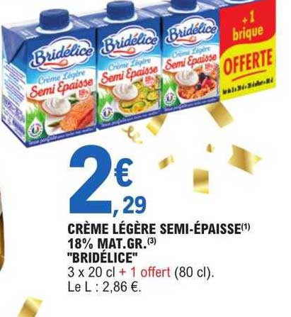crème légère semi-épaisse 18% mat.gr. "bridélice"