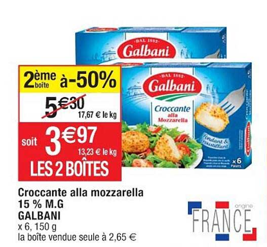 croccante alla mozzarella 15% m.g. galbani
