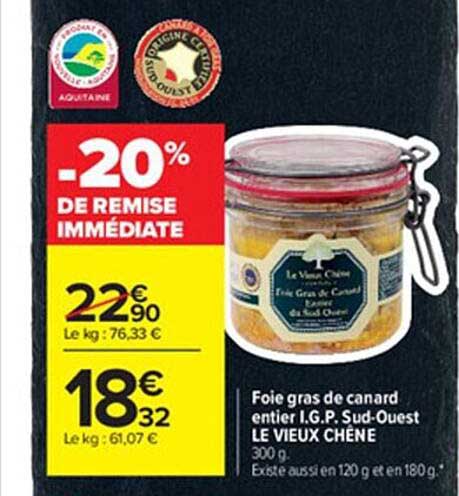 foie gras de canard entier i.g.p. sud-ouest le vieux chêne