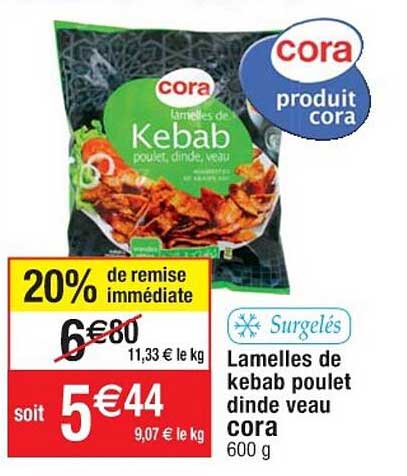 Lamelles De Kebab Poulet Dinde Veau Cora