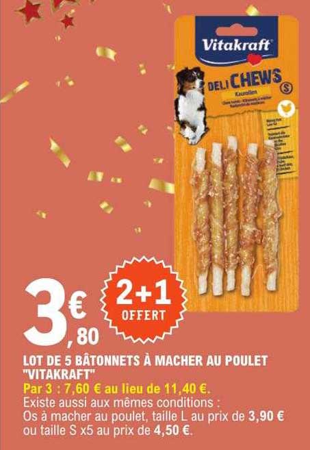 Lot De 5 Bâtonnets à Mâcher Au Poulet "vitakraft"