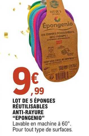 lot de 5 éponges réutilisables anti-rayure "épongenio"