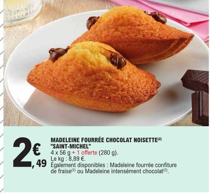 madeleine fourrée chocolat noisette "saint-michel"