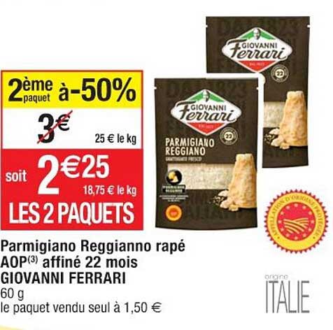 Parmigiano Reggiano Râpé Aop Affiné 22 Mois Giovanni Ferrari