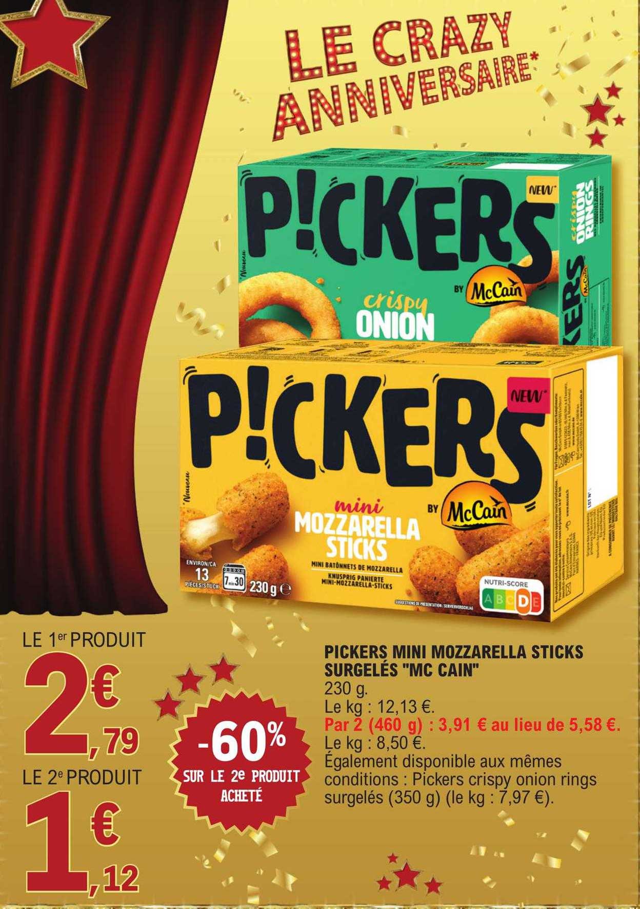 pickers mini mozzarella sticks surgelés "mc cain"