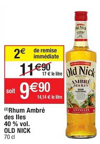 rhum ambré des îles 40% vol. old nick