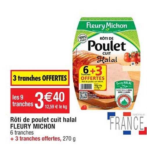 rôti de poulet cuit halal fleury michon