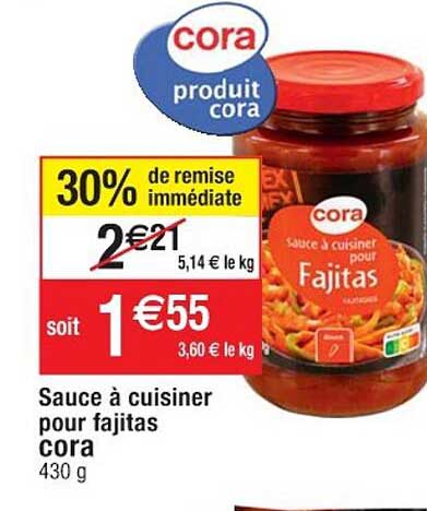 Sauce à Cuisiner Pour Fajitas Cora