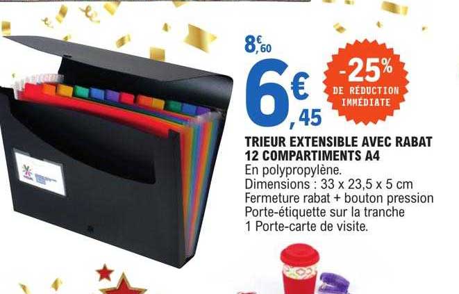 Trieur Extensible Avec Rabat 12 Compartiments A4