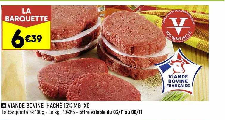 Viande Bovine Haché 15% Mg X6