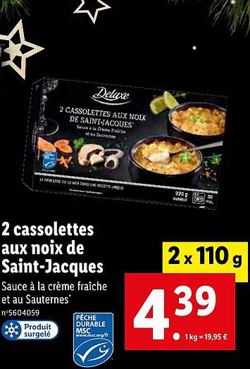 2 cassolettes aux noix de saint-jacques deluxe