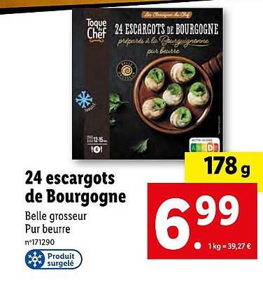 24 Escargots De Bourgogne Toque Du Chef