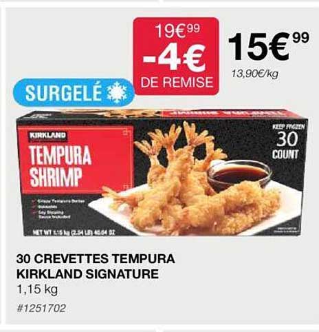 30 crevettes tempura kirkland signature