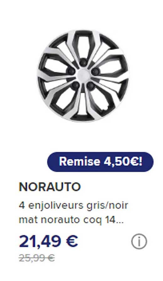 4 enjoliveurs gris/noir mat norauto coq 14...