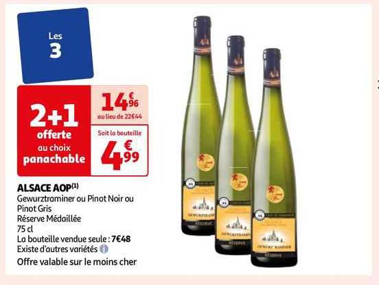 alsace aop gewurztraminer ou pinot noir ou pinot gris réserve médaillée