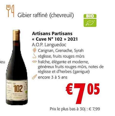 artisans partisans «cuve n° 102» 2021 a.o.p. languedoc