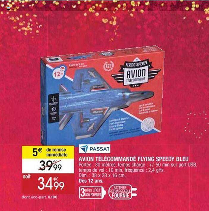 avion télécommandé flying speedy bleu passat