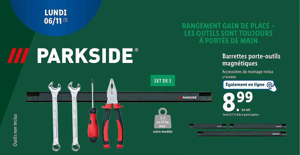 barrettes porte-outils magnétiques parkside