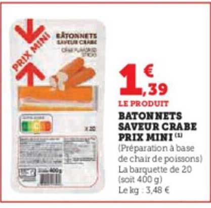 bâtonnets saveur crabe prix mini