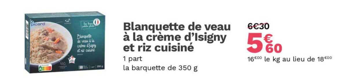 blanquette de veau à la crème d'isigny et riz cuisiné