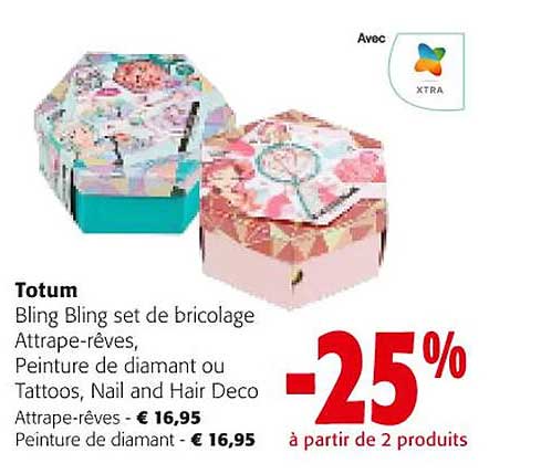 bling bling set de bricolage attrape-rêves, peinture de diamant ou tattoos, nail and hair déco totum