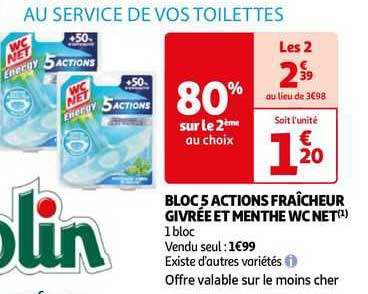 bloc 5 actions fraîcheur givrée et menthe wc net